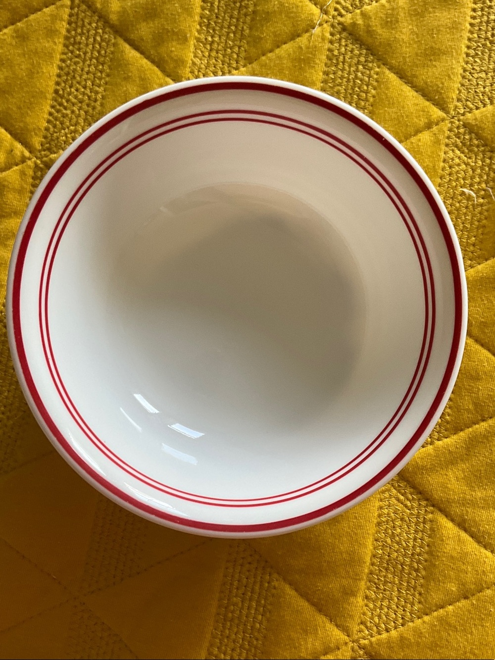 1 Corelle White Bowl with Red Ring Accent and 3 with blue edging